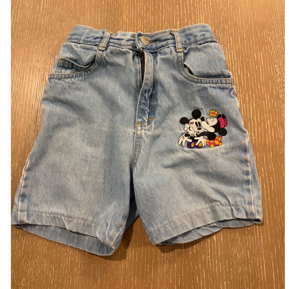 Vintage Mickey & Co Kids Size 5/6 Denim Shorts Mickey Minnie Embroidered